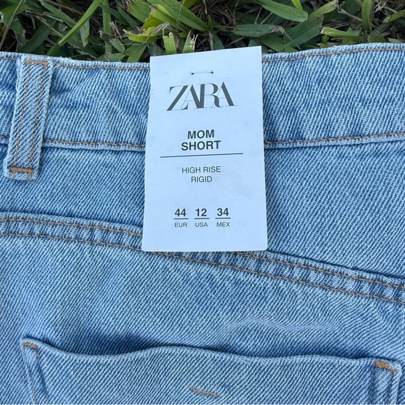 Zara Light Blue Denim Women's Mom Shorts Size 12 - Picture 2 of 4